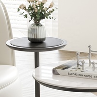 Table d'appoint en marbre, table d'angle pour appartement, table basse ronde en métal