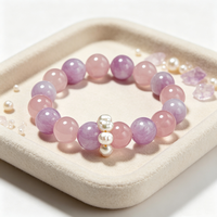Bracelet en perles de Kunzite naturelle de Madagascar et de quartz rose, énergie curative, soulagement de l'anxiété, Feng Shui, bracelet en pierre de quartz avec perle