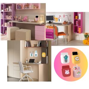 Organizador de Pared con Bolsillos Adhesivos para Guardar el Teléfono, Control Remoto, Diseño de Dibujos Animados, de Silicona, de Una Sola Capa, 8 Piezas - Product Image 5