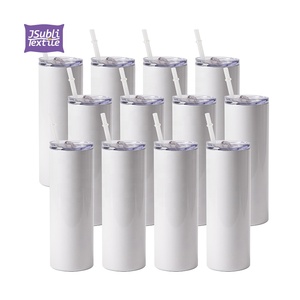Bestsub Bestsub Sublimation Mug BestSub 600ml White Double Walled Sublimation Blanks Stainless Steel Mug 20oz Sublimation Tumbler Straight With Plastic Straw