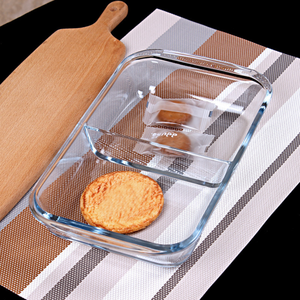 Teglia da Forno Rettangolare in Vetro Borosilicato ad Alta Resistenza al Calore con Manici e Scomparti, 2.2L, per Cucina Domestica - Product Image 5