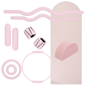Custom New Adjustable Yoga Gym Accessories Women pink <b>Stretch</b> Fabric Resistance Band Pilates <b>Ring</b> High Quality Core Sliders Set - Product Image 1