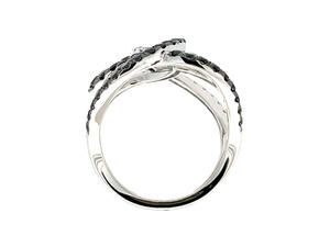 Anillo de oro blanco de 18 quilates con diamantes negros y blancos, anillo entrelazado de varios aros con contraste, joyería de lujo y diseño audaz para mujer - Product Image 3