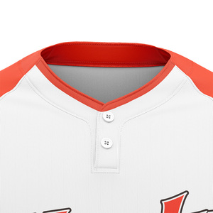 Custom Raglan Sleeve Baseball Jersey 100% <b>Polyester</b> Vertical Stripe Mesh Quick DryButton V Neck Orange White Contrast Cuff <b>Shirt</b> - Product Image 3