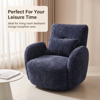 Fauteuil pivotant moderne en tissu bleu marine, fauteuil d'appoint rembourré avec base pivotante, fauteuil d'appoint pour la maison et l'hôtel
