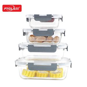 Pyglass Top Seller 24 pièces de récipients de stockage des aliments en verre supérieur ensemble de couvercles carrés en plastique pliants pour accessoires de cuisine - Product Image 3