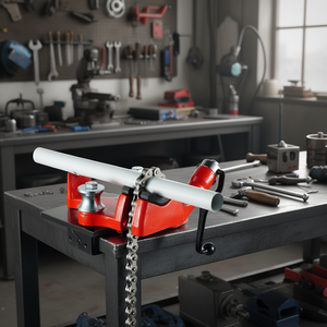 Étau en fonte robuste, capacité de 1/8 à 5 pouces pour tuyaux, avec support, hauteur réglable, plaque de montage à chaîne 2x2 - Product Image 2