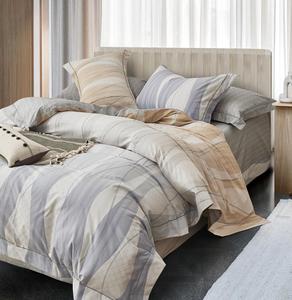 Set Copripiumino in Cotone 100% con Stampa a Righe e Geometrica, Lussuoso <span class=keywords><strong>per</strong></span> Adulti, Tessuto 200TC, 40 Doppie Fili, Blu, 4 Pezzi, ISO9001 - Product Image 2