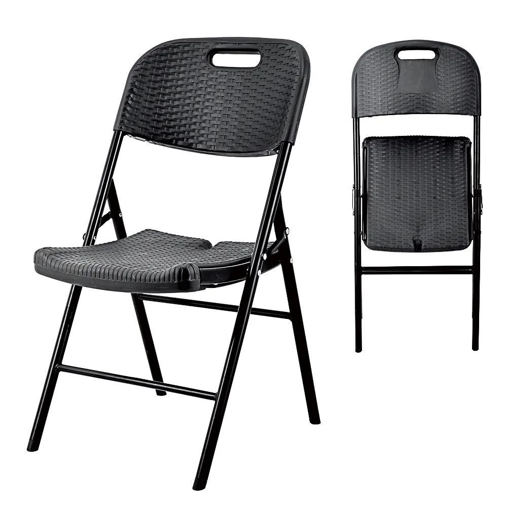 Siyah katlanır sandalye plastik ayarlanabilir katlanır plaj hasır yemek mobilyaları sağlık sandalye rattan metal sandalyeler