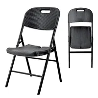 Черный складной стул, Пластиковая регулируемая складная пляжная плетеная Обеденная Мебель для здоровья, стул из ротанга, металлические стулья
