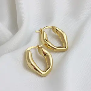 IVIAPRO Trendy Jewelry Simple Exaggerated Wealthy Alien Retro Personality Temperament Brass 18K Gold Plated Hoop Earrings