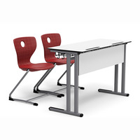 Bureau d'école en bois pour l'Arabie Saoudite, ensemble banc et chaise double pour l'école, mobilier scolaire