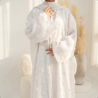 Abaya élégante pour l'Eid Ramadan 2026, robe d'été modeste avec fleurs 3D, embellissements floraux, abaya pour femmes musulmanes avec hijab