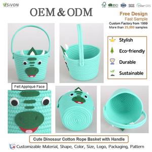 Cesta de Picnic Portátil de Algodón con Diseño de Dinosaurio, con Asa, Diseño de Animales de Fieltro, Multiusos, Organizador de Juguetes y Snacks para Niños, Venta al Por Mayor - Product Image 3