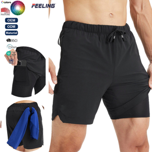 Pantalones Cortos Deportivos Transpirables de 7 Pulgadas para Hombre, Tejidos y Estampados, con Bolsillo para Teléfono Celular de Secado Rápido, Bolsillos con Cremallera y Cintura con Cordón, OEM ODM - Product Image 1