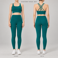 Ensemble de yoga pour femme : Soutien-gorge de sport, Leggings de fitness et de course à dos croisé, Pantalon taille haute effet push-up, Respirant et uni