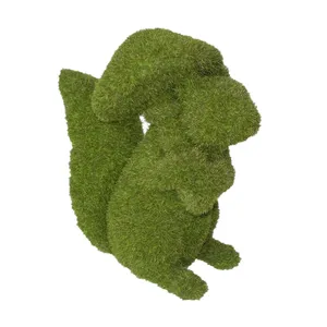 Wholesales Animal Statue Resin Garden Green Moss Sitting Squirrel Statue with Mushroom Spring Figure