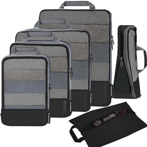 Ensemble organisateur de voyage RPET 6 pièces cubes d'emballage pliables légers avec fermeture à glissière compressible pour le rangement des valises - Product Image 1