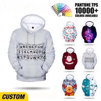 Sweat à capuche pour homme personnalisé OEM ODM avec impression par sublimation d'images alphabétiques et impression 3D sur toute la surface pour les fêtes de Noël