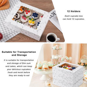 Fourniture de restaurant Séparateur en carton de carreaux personnalisé Boîte à gâteau de mariage <span class=keywords><strong>d</strong></span>'<span class=keywords><strong>anniversaire</strong></span> Fenêtre transparente Boîte <span class=keywords><strong>d</strong></span>'emballage à emporter pour gâteau - Product Image 5