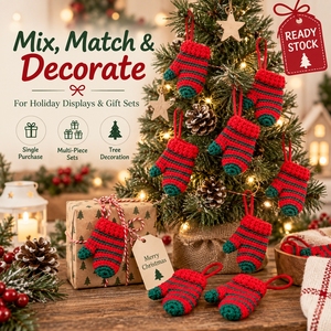Adorno de Árbol de Navidad Hecho a Mano, Mini Guante de Ganchillo, Decoración Navideña <span class=keywords><strong>para</strong></span> el Hogar, Regalo, Juguetes de Ganchillo, Decoración al por Mayor - Product Image 6