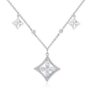 Collier pendentif personnalisé pour femme, tendance, en argent 925 plaqué rhodium avec zircon, chaîne à maillons, pour fiançailles, mariage, fête, cadeau - Product Image 1