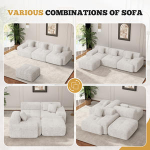 Sofá Cama Modular Moderno en Forma de L, Relleno de Esponja Chenille, Diseño Convertible, Duradero y Ecológico - Product Image 4