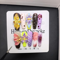 Ongles en acrylique press-on faits main, motif floral 3D, 10 pièces, personnalisables, faux ongles artificiels pour doigts – Nouveauté, Vente Flash