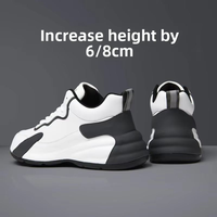Scarpe Casual Unisex con Rialzo Interno ODM OEM, Sneakers Traspiranti in Microfibra per Uomo e Donna, Nere e Bianche