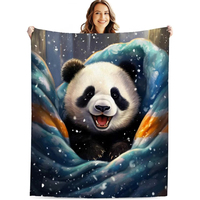 Couverture Panda Mignonne, Couverture Animale Adorable pour l'Hiver pour Enfants et Adultes, Polaire Légère pour Canapé, Lit
