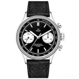 Montres mécaniques vintage pour hommes OEM personnalisées 38 mm, mouvement à remontage manuel Seagull ST1901, montre classique de luxe en cuir véritable - Product Image 1