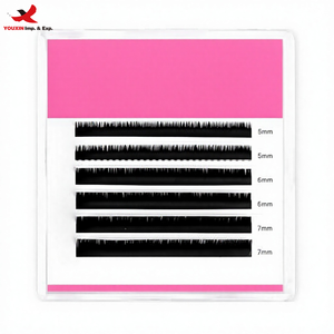 Extensions de cils inférieurs 0,05 mm d'épaisseur, courbure B, 5-7 mm, en cheveux synthétiques naturels et doux, GZ RTS, commande en gros mixte - Product Image 1