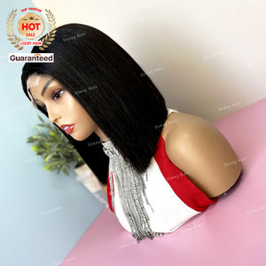 Dernière perruque bob vietnamien droite en os noir naturel non transformé perruque de cheveux humains doublement dessinée 13x6 hd cheveux humains perruque avant de lacet - Product Image 3