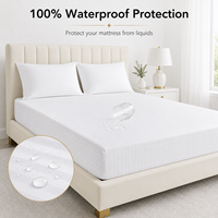 Housse de matelas ajustée en satin blanc rayé de luxe pour hôtel, anti-boulochage, lavable, protège-matelas