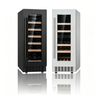 Refrigerador de Vino Vertical Estrecho de Doble Zona con Control Táctil Digital, Luz LED sin Rayos UV, Enfriador de Vino Independiente