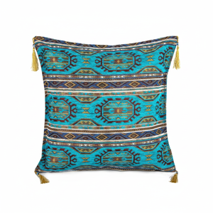 Alfombra Kilim azul turquesa, tela de chenilla turca, funda de cojín, almohada - Product Image 2