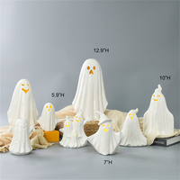 Lampes fantômes en céramique fabriquées à la main décorations d'Halloween Figurines en céramique avec lumières LED décor fantôme pour Halloween