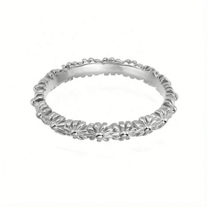Custom Jewelry Wholesale Trendy 925 Sterling Silver 18k Gold Vermeil Zircon Flower Design Wedding Band <b>Promise</b> <b>Ring</b> Party <b>Women</b> - Product Image 5