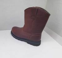 Bottes de sécurité industrielles en cuir nubuck marron à embout d'acier anti-écrasement, antidérapantes, confortables et respirantes, mi-mollet, avec construction Goodyear, pour l'hiver