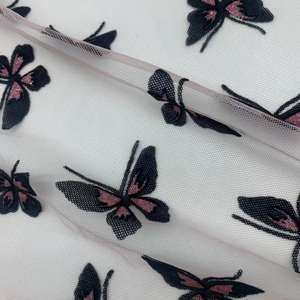 Tela de malla de tul transpirable de nailon 100%, tul brillante Flocado de mariposa suave ligero para mujer, vestido de fiesta de baile, tutú - Product Image 2