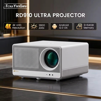 Proyector RD910 Ultra 4K UHD 2800ANSI 3GB DDR4+64GB EMMC 16 °   Soporte Inclinable para Proyector, Motor Óptico Sellado, Cine en Casa, Proyector Empresarial
