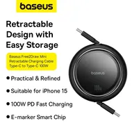 Câble USB C rétractable Baseus 100W pour iPhone 15 Plus Pro Max câble de chargeur rapide pour MacBook iPad Type C pour Xiaomi Samsung