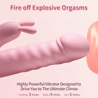 Beheizter Stoß-Vibrator in Hasenform für Klitoris- und G-Punkt-Stimulation mit 3 Geschwindigkeiten, 10 Vibrationsmodi, IPX6 Wasserdicht, für Erwachsene