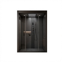 Porte de douche coulissante avec cadre en verre acrylique trempé, plateau rectangulaire, design droit pour salle de bain moderne