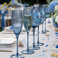 Set Gelas Anggur Kristal Bergaris Elegan Buatan Tangan Kapasitas 201-300ml untuk Pernikahan Restoran Katering