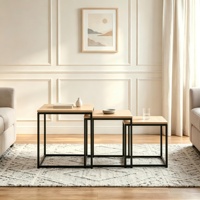 Ensemble de 3 tables basses en métal et bois, design contemporain, pliables et convertibles, pour salon, meubles de maison