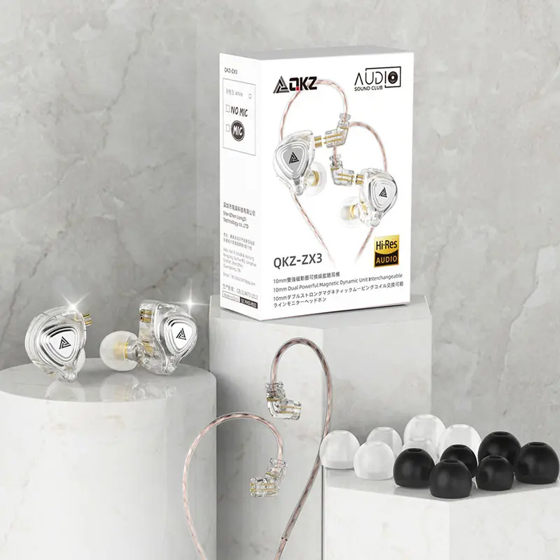 Fashion QKZ ZX3 Dual Driver In Ear Monitor Earbuds Sports Noise Isolating Headphone Live Broadcast Headset