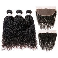 Lots de Cheveux Humains Vierges Brésiliens Naturels Noirs de Grade 9A Non Traités, Style Jerry Curly Wave pour Femmes - Vente en Gros