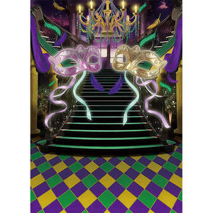 خلفية تصوير بتصميم وردة حمراء وريش أسود وفضي، قناع تنكري، خلفية لحفلات التخرج، زينة حفلات، لافتة قابلة للتخصيص - Product Image 5