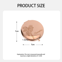 Miroir cosmétique pliable rond en PVC à motif personnalisable, à une face, avec motif laser